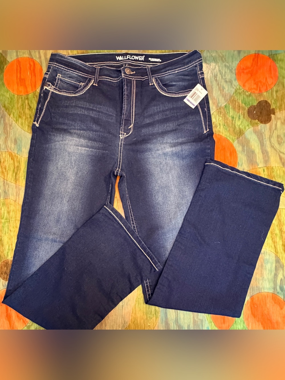 Wallflower Legendary Fit Bootcut Jeans Size 18 Long Flap Denim Pockets Dark Wash